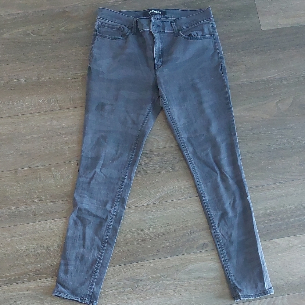 Express Gray Skinny Jeans with Tapered Leg